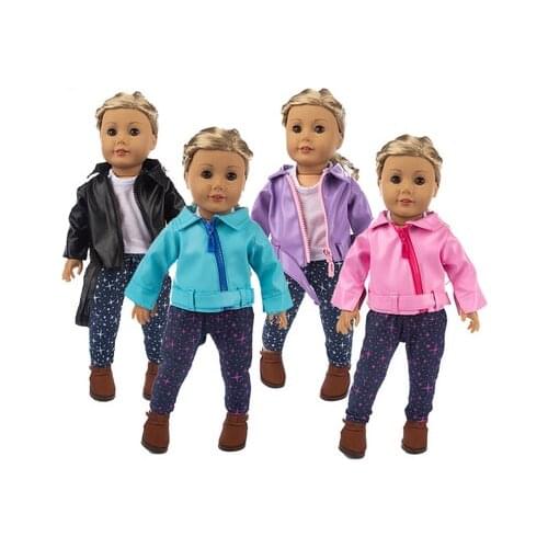 2021 New Pattern Cool And Fashionable Leather Suit Fit 18 Inch American&43cm Baby New Born Doll Clothes Accessories