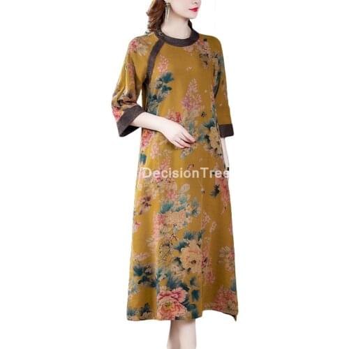 2021 mesh ankle length elegant chinese qipao dresses traditional cheongsam robe party improved loose dress elegant party dress