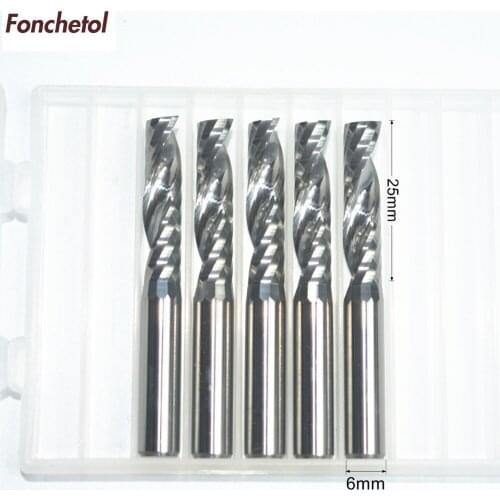 6mm*25mm-5pcs CNC solid carbide End Mill, tungsten steel woodworking router bit,1 Flute milling cutter,MDF,acrylic,PVC