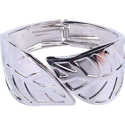 Fashion Exquisite Irregular Exaggerated Bracelet For Woman Metal Geometric Leaf - Shaped Open Wide Bracelet Jewelry