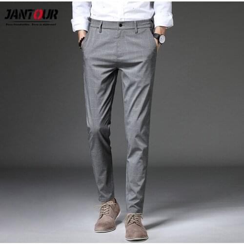 2021 New summer Men Pants Casual Business Male Trousers men Classics plaid Straight Full Fashion Pant pantalones hombre spodnie