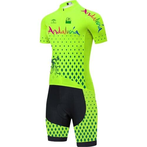 Fluo Team 2021 Andalucia Cycling Jersey Sportswear 20D Bike Shorts Suit MTB Ropa Ciclismo BICYCLING Maillot Culotte Clothing