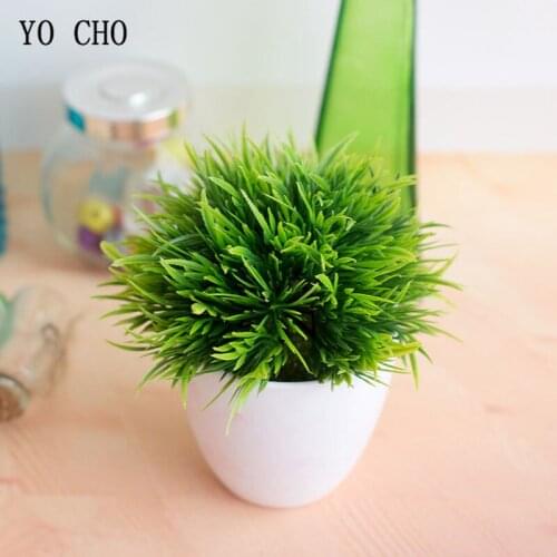 YO CHO Artificial Plants Bonsai Small Grass Pot Plants Fake Flowers Potted Ornaments For Home Decoration Hotel Garden Decoration