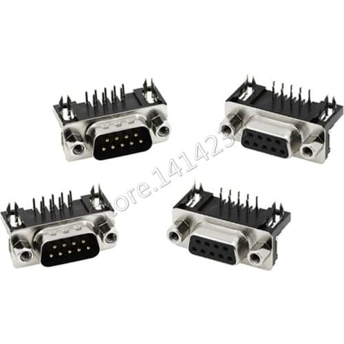 5Pcs Black DR9 90-degree Curved Needle Male Female Connector Serial Port RS232 Connector 9Pin