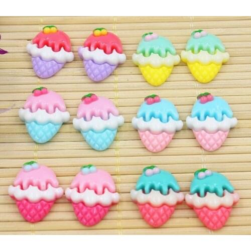 30pcs/lot DIY resin cabochons accessories resin icecream flat back resin 22*28mm