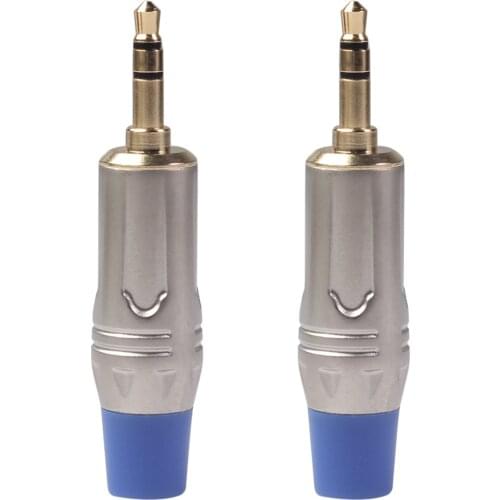 Set of 2 Alloy 3.5mm Plug Connector Audio Stereo Adapter for Cable DIY