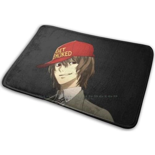 Akechi-Get Smoked Mat Rug Carpet Anti-Slip Bedroom Entrance Door Mat Goro Akechi Persona 5 Persona 5 Royal Scramble Get Smoked