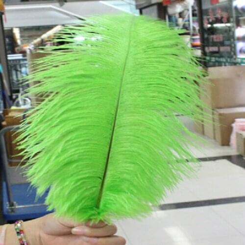 Hot! Free shipping Wholesale 100 / lot green ostrich feathers 16-18inches / 40-45cm DIY wedding Interior decorations