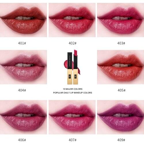 Matte Lipstick тинт для губ Square Tube Luxury Small Gold Bar Thin Tube Gold Tube Lasting Waterproof Moisturizing Women Makeup