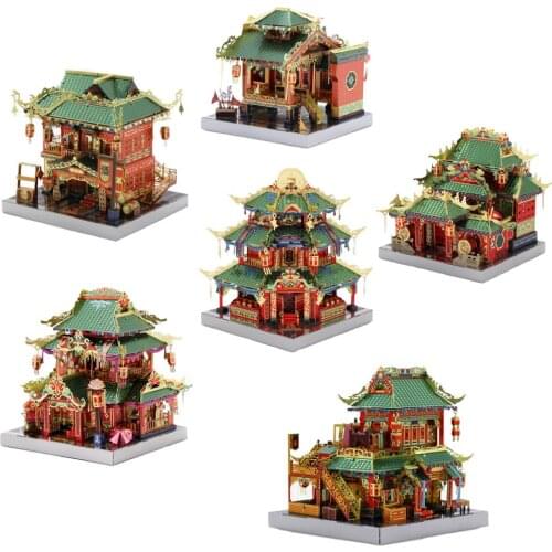 MU 3D Metal Puzzle Chinatown building Model DIY 3D Laser Cut Assemble Jigsaw Toys Desktop decoration GIFT For Children Adult