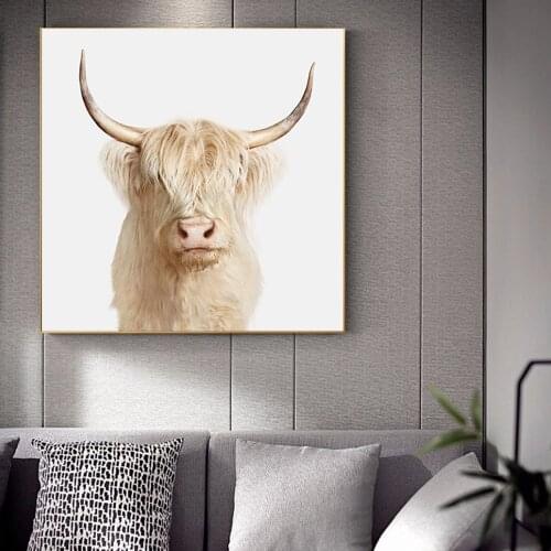 Wall Art Highland Cow Abstract cattle Poster Nordic Canvas Painting Posters and Prints Animal Picture For Living Room