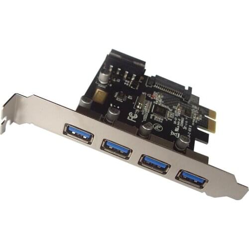 PCIE to USB3.0 Desktop Expansion Card 4 Port Rear 19pin to Front High Speed Win10 Free Drive
