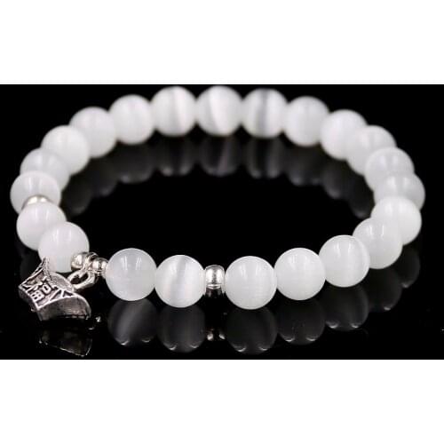 New Designs Natural Stone White Opal Lucky Bracelet Charm Energy Bracelets Jewelry for Women Gift Wristband