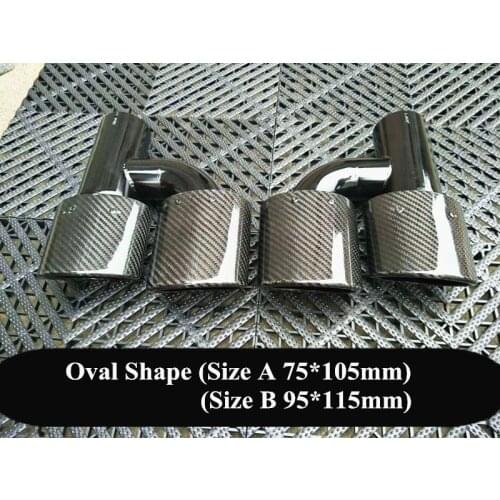 One Pair Oval Dual Glossy Black Carbon exhaust Tips muffler nozzle For Akrapovic Style Stainless Steel Exhaust system Tail pipes