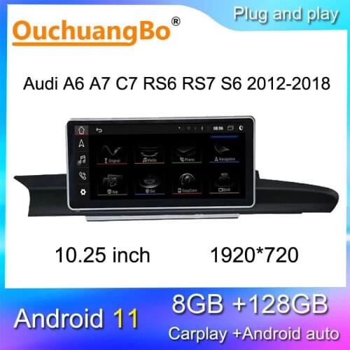 Ouchuangbo android 10 car audio gps for 10.25 inch 1920*720 S6 A7 A6 C7 RS6 RS7 2012-2018 radio multimedia 360 camera 8GB RAM
