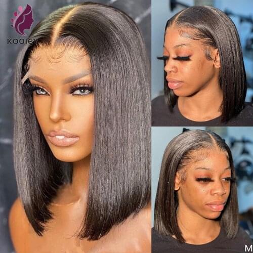 Brazilian Short Bob Silky Straight 13x4 Lace Frontal Human Hair Wigs with Baby Hair Glueless 5x5 Silk Base Lace Closure Wigs