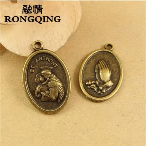 RONGQING 26*16MM 60pcs/lot Jesus Pendants Necklaces Handmade Fashion Jewelry Charms DIY