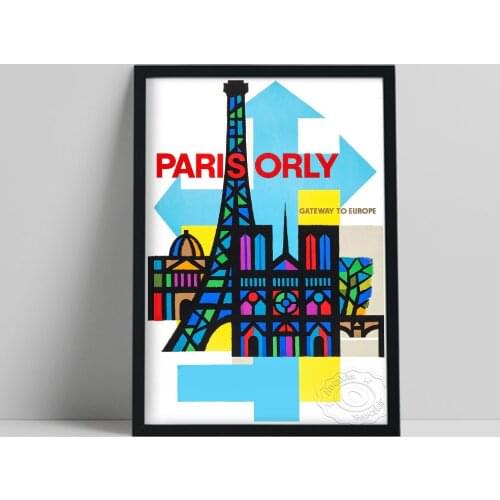 World Airline Travel Poster, Paris Orly Abstract Building Colored Canvas Painting, Orly Tour Gift Vintage Art Home Wall Decor