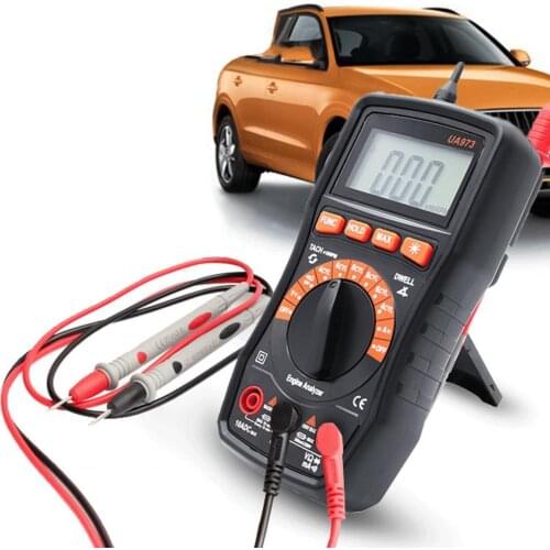 UA973 Professional Digital Multimeter Tester High Precision Ultra-Portable Car Digital Multimeter with Back Bracket for Car