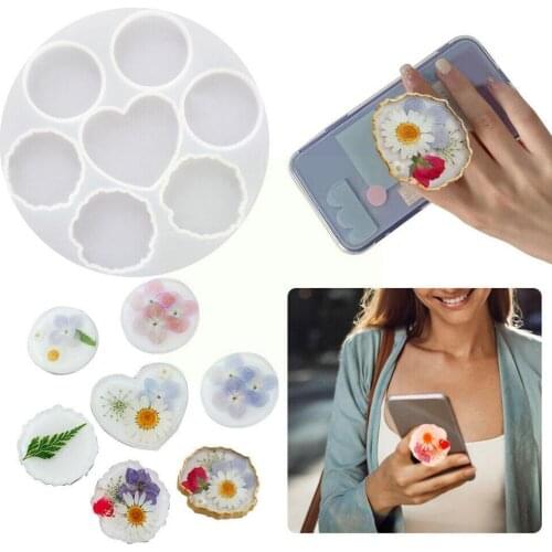 Handmade DIY Phone Case Holder Epoxy Resin Mold Irregular Heart Marble Mold Mobile Molds Universal Bracket Silicone Phone R X0P2