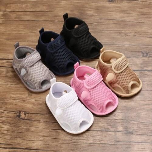 2021 New Girl Baby Boys Casual Sandals Breathable Cotton Net Soft Sole Anti-Slip Shoes Infant Toddler Solid First Walkers