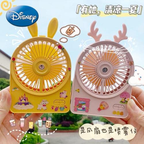 Disney Spray Moisturizing Small Fan Handheld Cooling Artifact Usb Rechargeable Spray Moisturizing Mini Silent Student Fan