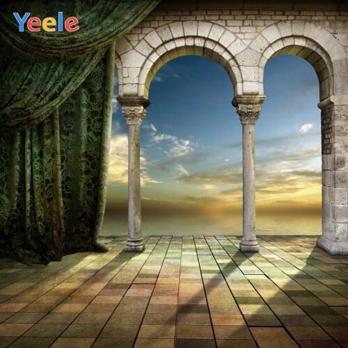 Vintage Curtain Arched Pillar Castle Interior Backdrop Photography Backdrops Vinyl Photographic Background For Photo Studio Prop