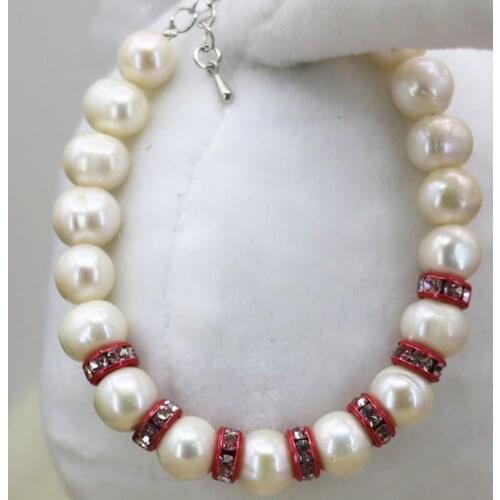 High Quality Unique Design Natural White Pearl Beads 9-10mm Strand Beaded Bracelets & Bangles for Women Jewelry 7.5inch B3088