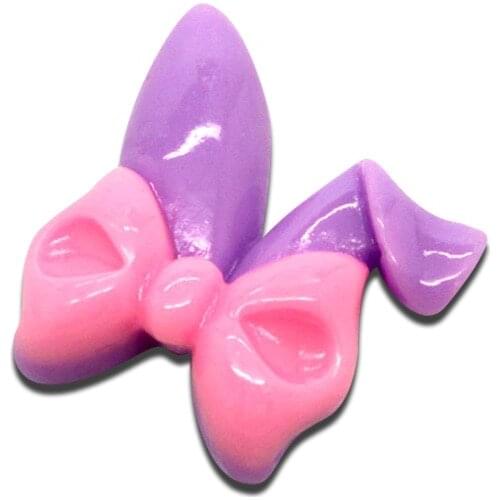 10 Purple Pink Lovely Resin Rabbit Head Bow Decoration Crafts Beads Flatback Cabochon Scrapbook DIY Embellishments Accessories