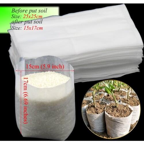 100PCS 25x25cm Nonwovens Fabrics Agricultural Seedling Bag Biodegradable Environment Friendly Breeding Bag