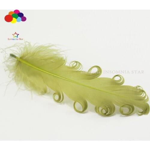 100 Pcs Army Green Curly Goose Feathers 15-20 CM/6-8inch Carnival Wedding Halloween Christmas Wedding Costumes Decorative