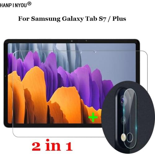2-in-1 Front Tempered Glass For Samsung Galaxy Tab S7 / Plus Soft Camera Lens Protection Film Screen Protector Guard
