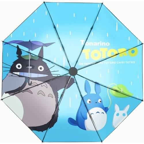 2020 Caroon Totoro Rain and Sun Umbrellas for Women 3 Folding Windproof Anti-UV Sunshade 8 Ribs Umbrella Lady Kids Guarda Chuva