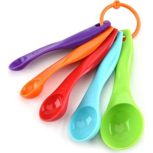 5Pcs/Set Home Portable Scale Measuring Spoon Kitchen Rainbow Measuring Spoon DIY Baking Tools