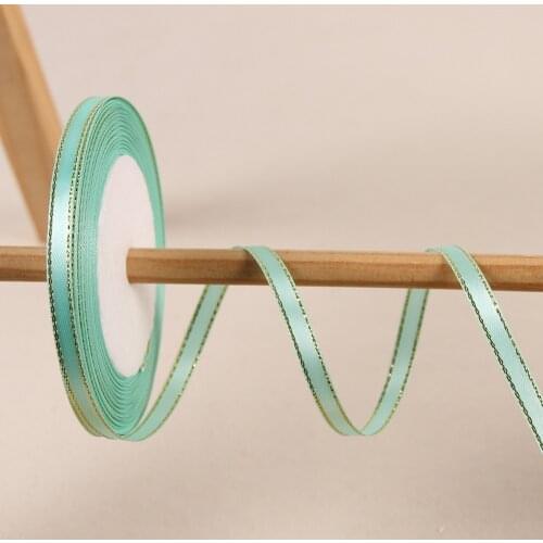 6MM Double Gold Side 25Yards/Roll Ribbon Chrismas Wedding Cake Gift Candy Box Package Satin Fabric Webbing Hand DIY Accessories