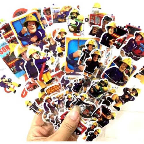 6pcs 17cm 3kinds Cartoon anime fireman Sam bubble sticker for kids PVC education collection toy d11