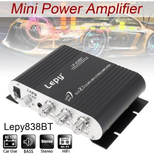 838BT Bluetooth 2.1Channel HI-FI Car Audio High Power Subwoofer Amplifier FM Radio Player SD USB DVD MP3 for Car Motorcycle