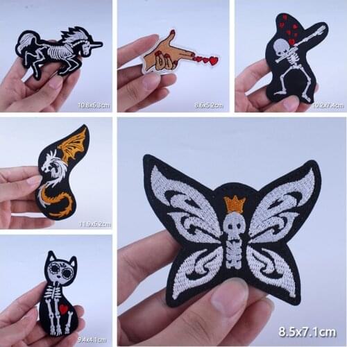 Pulaqi Butterfly Appliques On Clothes Poker Embroidered Patches For Clothing DIY Jacket Fabric Stripes Cloth Iron On Patches