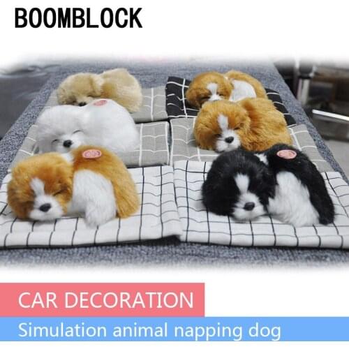 Car Ornaments Plush Simulation Sleeping Dog For Ford Focus 2 3 VW Passat B6 B5 B7 B8 Toyota Avensis Skoda Rapid Fabia