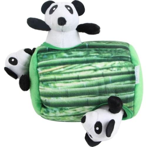 Burrow Interactive Squeaky Hide and Seek Plush Dog Toy Pet Panda Bamboo Cave Toy
