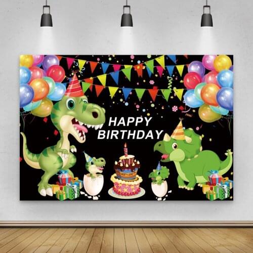 Dinosaur Wild Animals Safari Background Newborn Baby 1st Birthday Party Photography Backdrop Balloons Photocall For Photo Studio