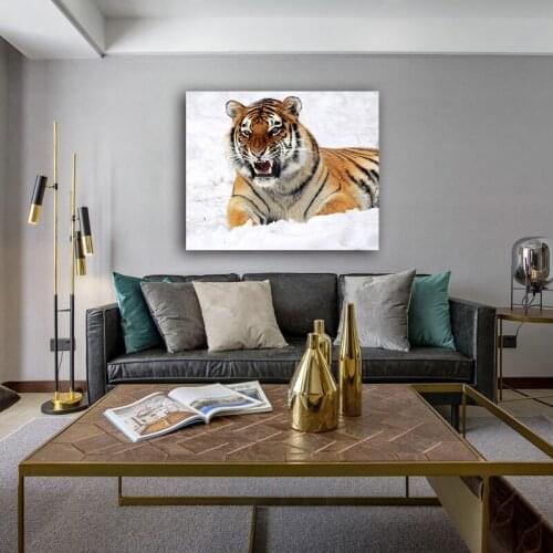 DIY colorings pictures by numbers with A tiger in the snow picture drawing Relief painting by numbers framed Home