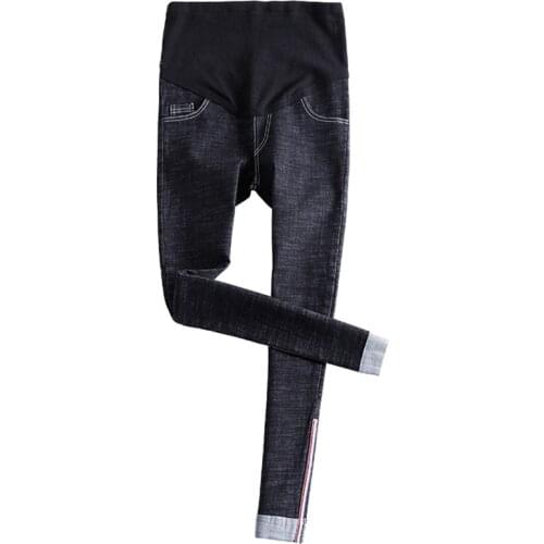 Pregnant womens denim trousers spring and autumn models pregnant women stomach lift pants feet pants fashion wild jeans