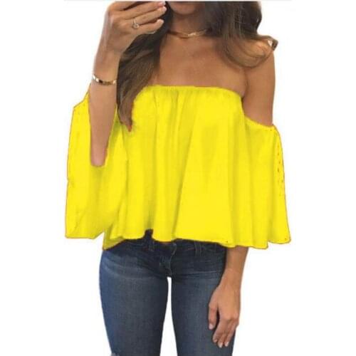 T Shirt Slash Neck Off Shoulder Women Solid Candy Colors Tops Female t-shirt