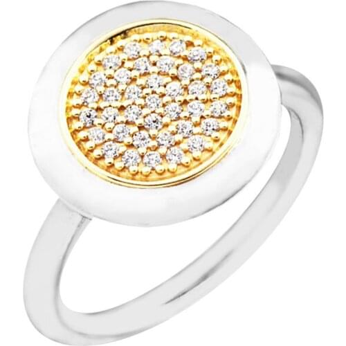 Signature Rings with Light Yellow Gold Color 100% Authentic 925 Sterling-Silver-Jewelry Free Shipping