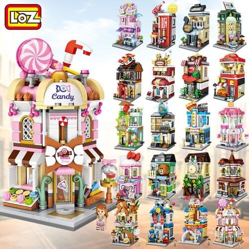 LOZ Mini Street View City Building Blocks DIY Assembly Educational Bricks 3D Architecture Model Store Shop Kids Gift Xmas Toys