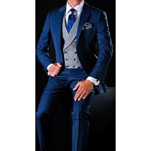 Men Suits Classic 3 Piece Slim Fit Sets Formal Wedding Groom Tuxedo Man Notched Lapel Blazer Costume Homme (Jacket+Vest+Pants)