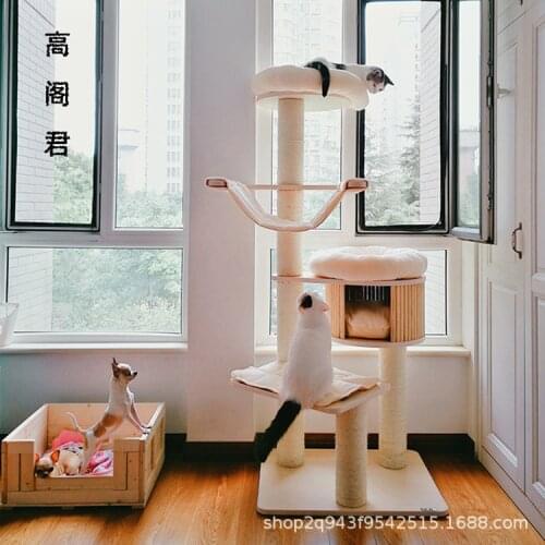 Solid Wood Cat Climbing Frame Cat Litter Big Cat Shelf Sisal Cat Scratching Board Scratching Post Cat Crawling Tool
