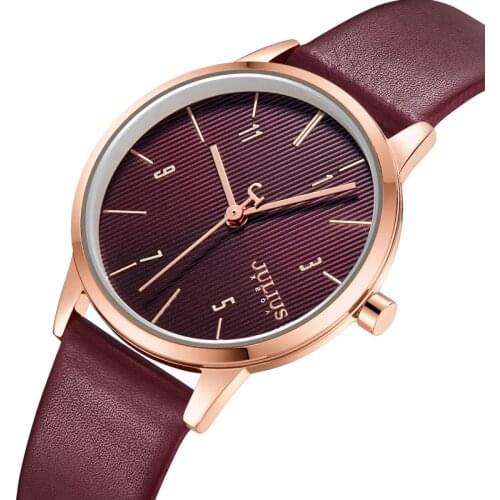 Cute Simple Julius Womens Watch Japan Mov't Hours Fashion Clock Real Leather Bracelet Girls Birthday Lucky Gift Box