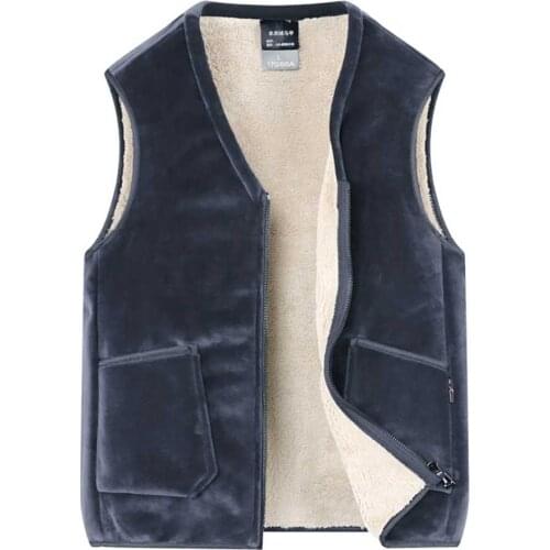 Fashion Warm Fleece Vest Men Casual Thick Waistcoat Winter Vest Big Pocket Outwear Soft Sleeveless Jacket Coat Plus Size Clothes